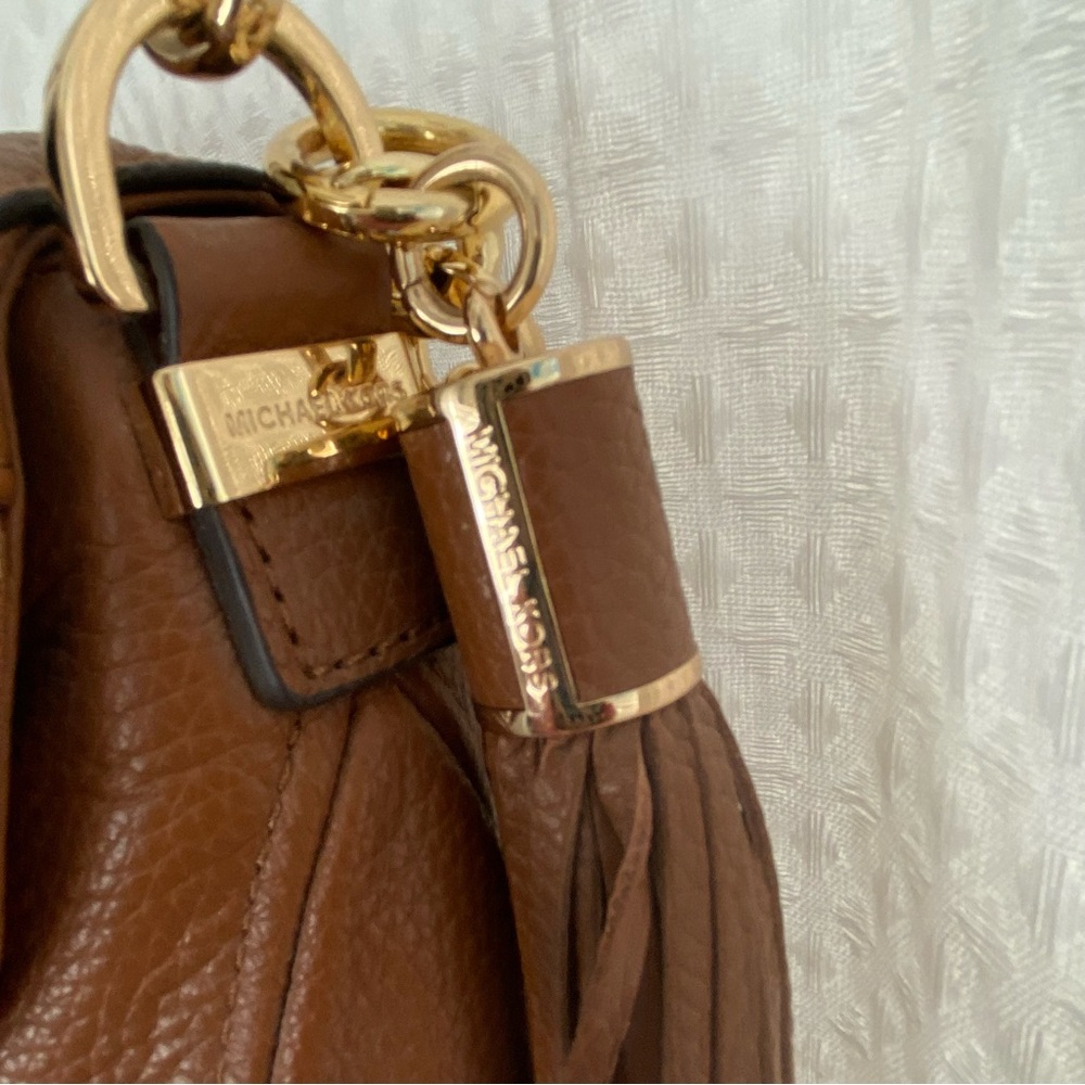 NWOT Michael Kors Y2K Chestnut Leather Boho Shoulder Bag with Gold Accents - Picture 6 of 16